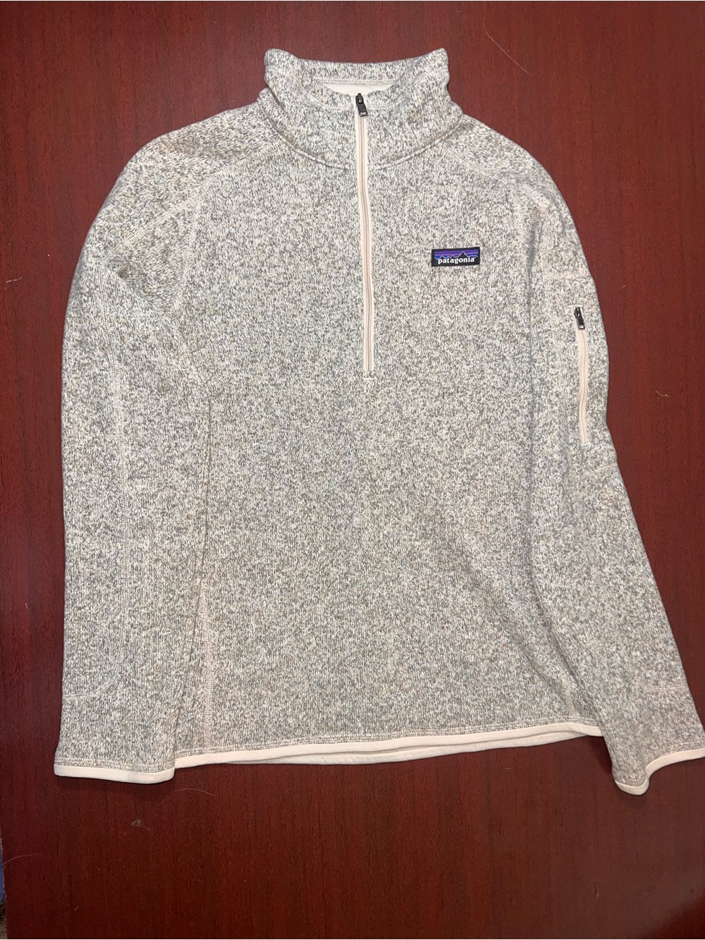 Patagonia Better Sweater Fleece Cream Tan 1/4 Zip Pullover Sweater Jacket Size M